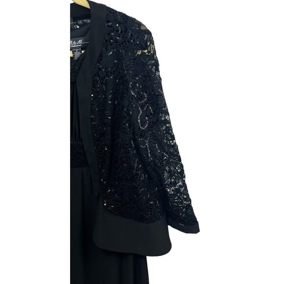 R&M Richards Black Dress Jacket 2-piece Set 8 Sequins Mother Of Bride Lace NWT - Picture 9 of 12